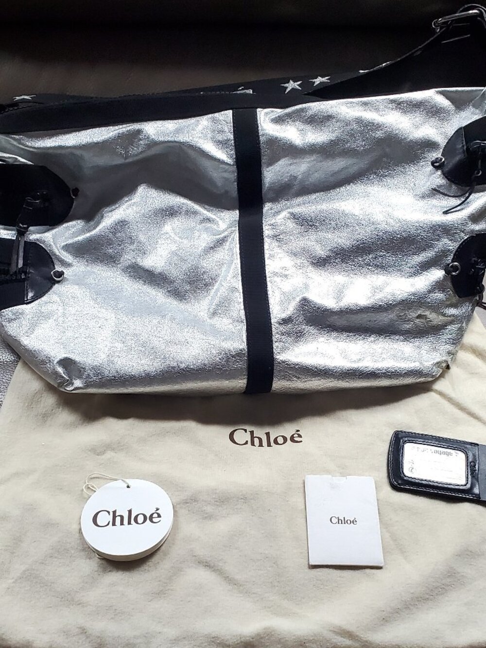 Chloé Large Simple Zip Bag in Silver ARGENT Leather - Made in France